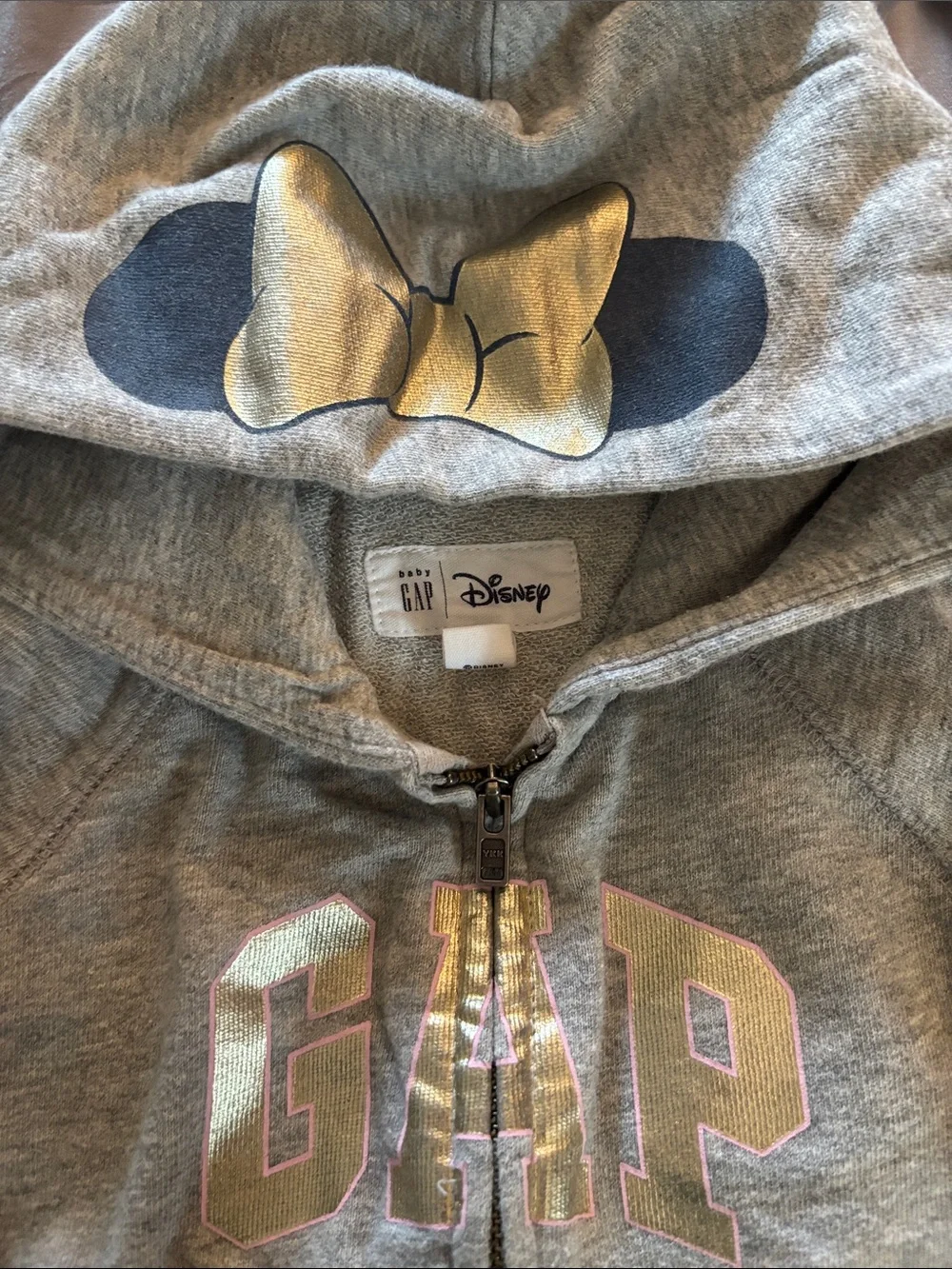 GAP / Disney collab Gray Minnie Mouse Hoodie & Joggers Set with Pink Accents
